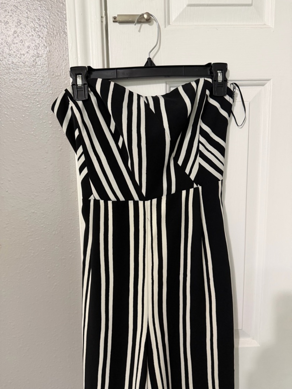 H&M Black and White Strapless Vertical-Stripe Dress